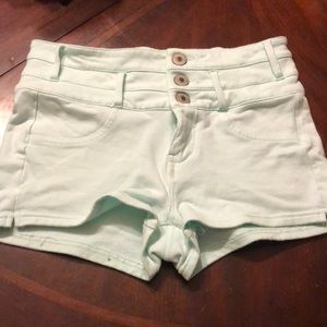 High waisted mint green shorts